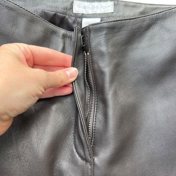 Dark Brown Genuine Leather Pants Size 8 - Picture 4 of 5